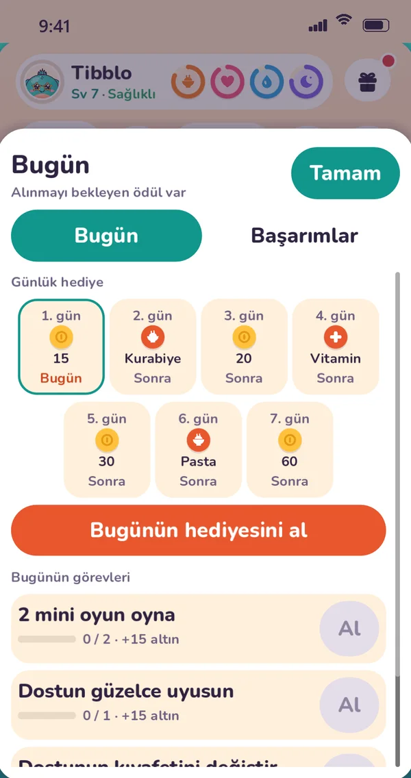 Günlük hediye takvimi ve üç küçük görev