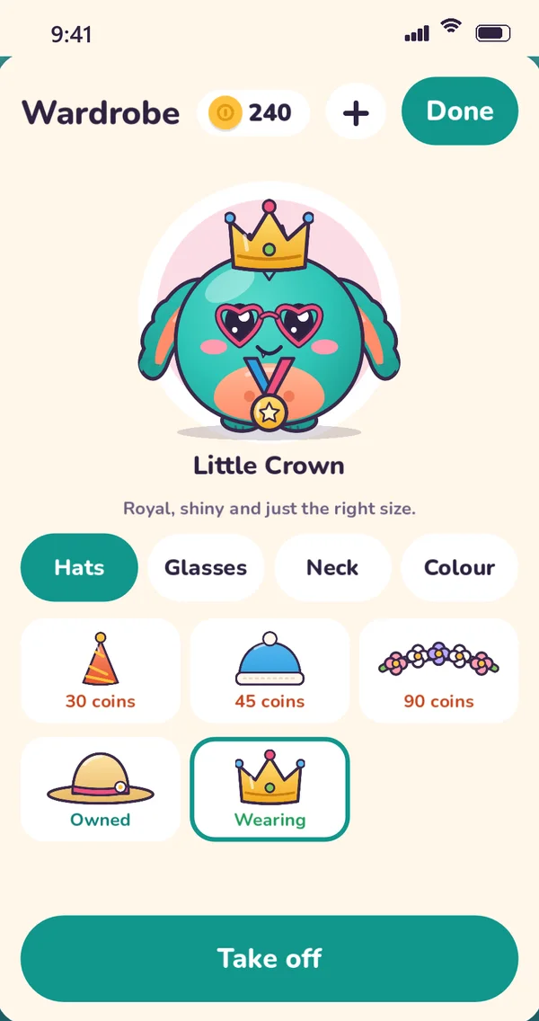 Trying on hats and glasses in the closet
